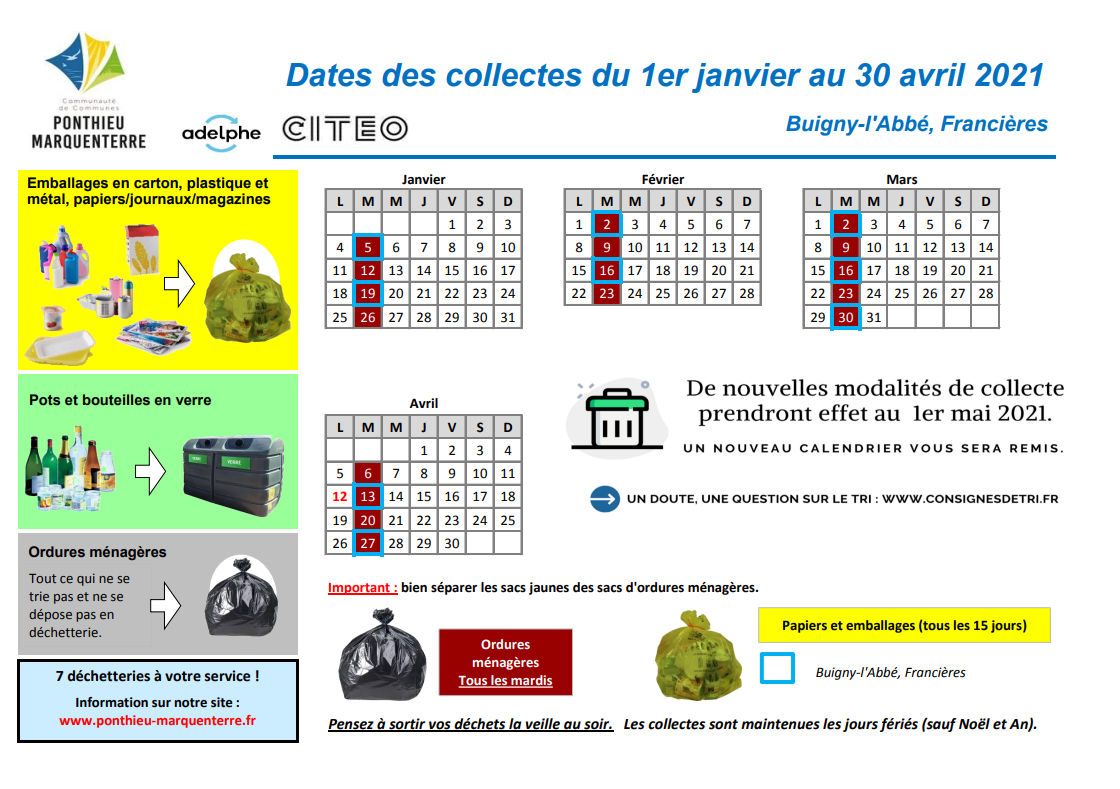 Calendrier 2021